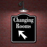 Changing Rooms 45 Degree Up Left Arrow BLACK Aluminum Composite Sign