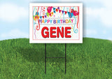 GENE HAPPY BIRTHDAY BALLOONS 18 in x 24 in Yard Sign Road Sign with Stand