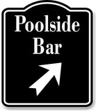 Poolside Bar45 Degree Up Right Arrow BLACK Aluminum Composite Sign