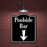 Poolside Bar Down Arrow BLACK Aluminum Composite Sign