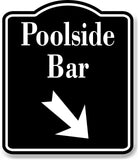 Poolside Bar 45 Degree Down Right Arrow BLACK Aluminum Composite Sign