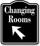Changing Rooms 45 Degree Up Left Arrow BLACK Aluminum Composite Sign