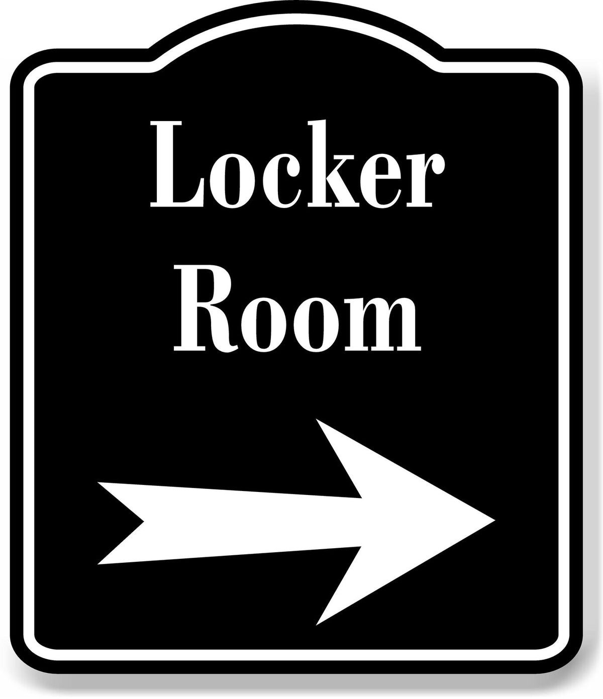 Locker Room Right Arrow BLACK Aluminum Composite Sign