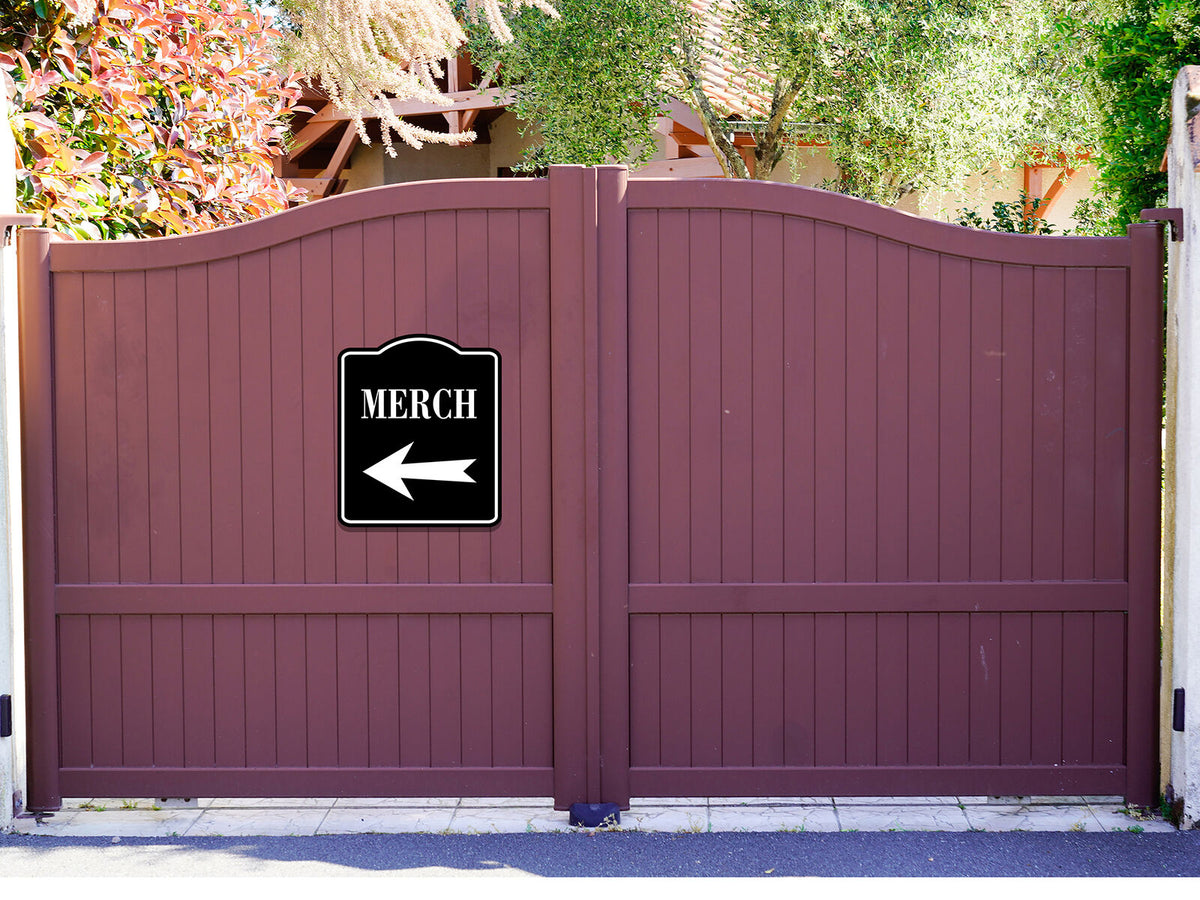 Merch Left Arrow BLACK Aluminum Composite Sign