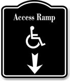 Access Ramp Handicap Down Arrow BLACK Aluminum Composite Sign