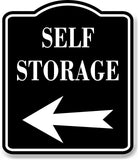 Self Storage Left Arrow BLACK Aluminum Composite Sign