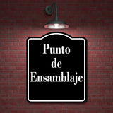 Punto de Ensamblaje Spanish firmar BLACK Aluminum Composite Sign