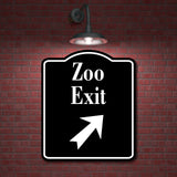 Zoo Exit 45 Degree Up Right Arrow BLACK Aluminum Composite Sign