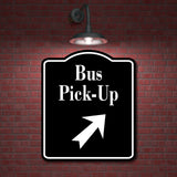 Bus Pick-Up 45 Degree Up Right Arrow BLACK Aluminum Composite Sign
