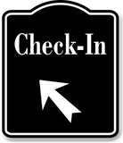 Check-In 45 Degree Up Left Arrow BLACK Aluminum Composite Sign
