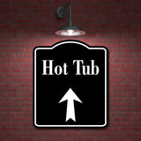 Hot Tub Up Arrow BLACK Aluminum Composite Sign