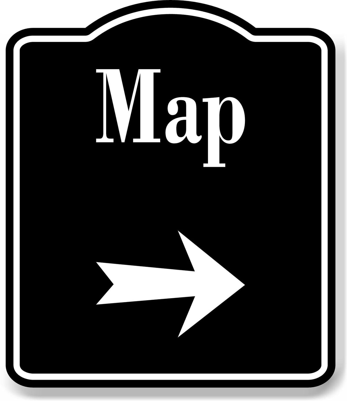 Map Directions Right Arrow BLACK Aluminum Composite Sign