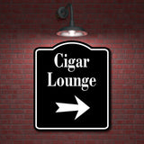 Cigar Lounge Bar Right Arrow BLACK Aluminum Composite Sign
