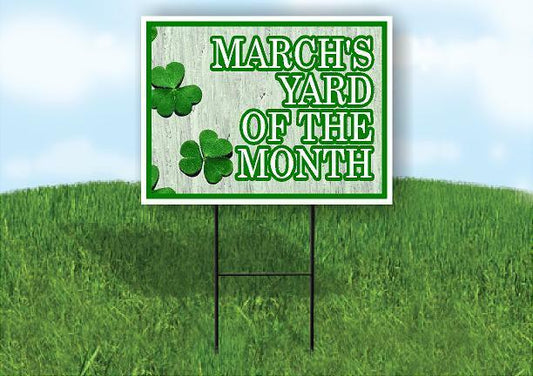 MARCHS YARD OF THE MONTH Yard Sign Road with Stand LAWN SIGN
