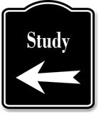 Study Left Arrow BLACK Aluminum Composite Sign