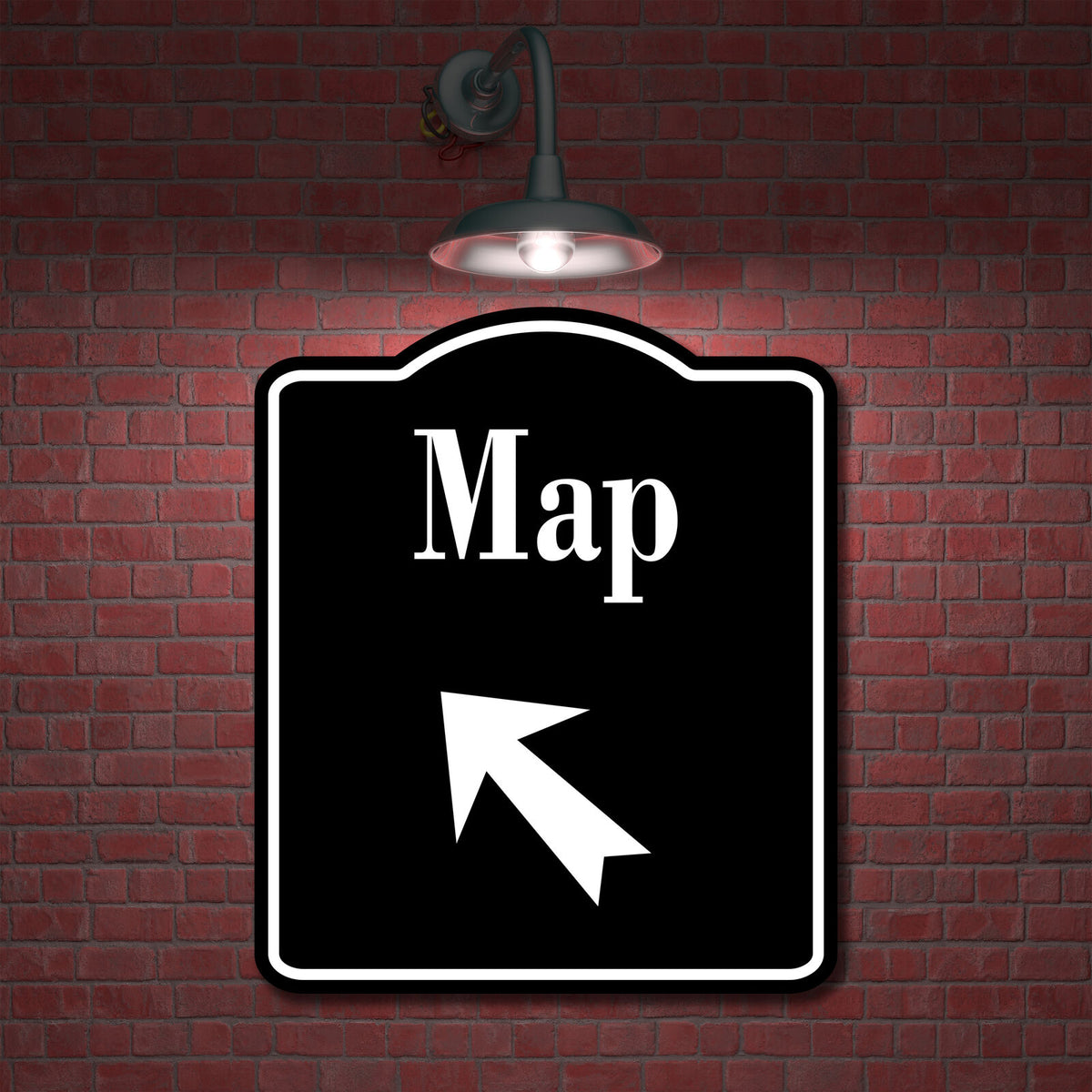 Map Directions 45 Degree up Left Arrow BLACK Aluminum Composite Sign