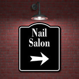 Nail Salon Right Arrow BLACK Aluminum Composite Sign