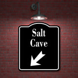 Salt Cave 45 Degree Down Left Arrow BLACK Aluminum Composite Sign