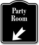 Party Room 45 Degree Down Left Arrow BLACK Aluminum Composite Sign