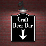 Craft Beer Bar Down Arrow BLACK Aluminum Composite Sign