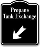 Propane_Tank_Exchange_45_Degree_Down_Left_Arrow_BLACK Aluminum Composite Sign