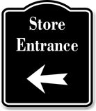 Store Entrance Left Arrow BLACK Aluminum Composite Sign