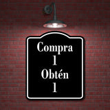 Compra 1 Obt n 1 Spanish al aire libre firmar BLACK Aluminum Composite Sign