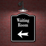 Waiting Room Left Arrow BLACK Aluminum Composite Sign