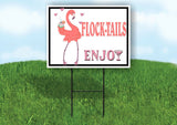 FLOCKTAILS ENJOY FLAMINGO PINK Yard Sign with Stand LAWN SIGN