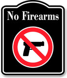 No Firearms Symbol BLACK Aluminum Composite Sign