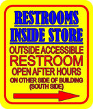 RESTROOMS INSIDE STORE YELLOW BLUE Aluminum Composite Sign