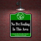 No Pet Fouling Area Please Clean Up BLACK Aluminum Composite Sign
