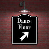 Dance Floor 45 Degree Up Right Arrow BLACK Aluminum Composite Sign