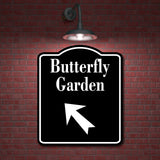 Butterfly Garden Zoo 45 Degree Up Left Arrow BLACK Aluminum Composite Sign