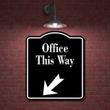 Office This Way 45 Degree Down Left Arrow BLACK Aluminum Composite Sign