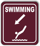 SWIMMING DIRECTIONAL 45 DEGREES DOWN LEFT ARROW Metal Aluminum composite sign