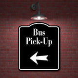Bus Pick-Up Left Arrow BLACK Aluminum Composite Sign