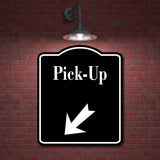 Pick-Up 45 Degree Down Left Arrow BLACK Aluminum Composite Sign