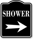 Shower Right Arrow BLACK Aluminum Composite Sign