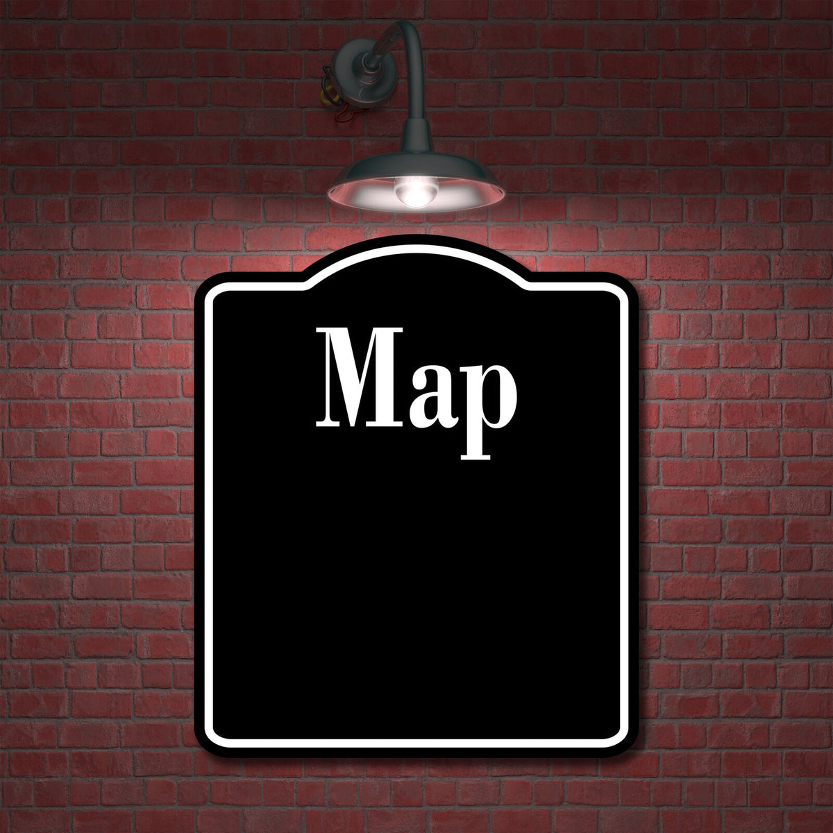 Map Directions BLACK Aluminum Composite Sign