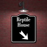 Reptile House Zoo 45 Degree Down Right Arrow BLACK Aluminum Composite Sign