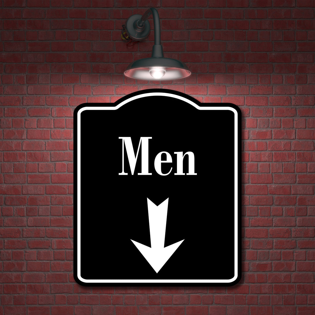 Men Down Arrow BLACK Aluminum Composite Sign