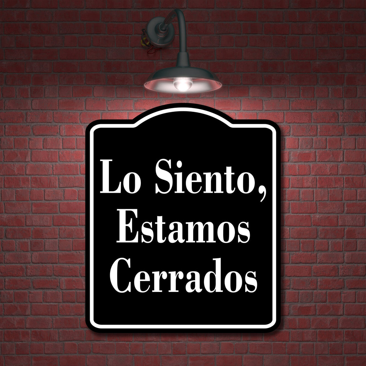 Lo Siento  Estamos Cerrados Spanish firmar BLACK Aluminum Composite Sign