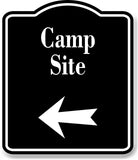 Camp Site Left Arrow BLACK Aluminum Composite Sign