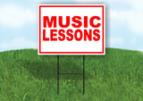 MUSIC LESSONS  RED WHITE Yard Sign Road with Stand LAWN SIGN