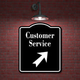 Customer Service 45 Degree Up Right Arrow BLACK Aluminum Composite Sign