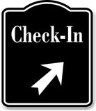 Check-In 45 Degree Up Right Arrow BLACK Aluminum Composite Sign