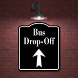 Bus Drop-Off Up Arrow BLACK Aluminum Composite Sign