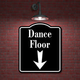 Dance Floor Down Arrow BLACK Aluminum Composite Sign