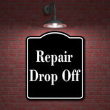 Repair Drop Off BLACK Aluminum Composite Sign